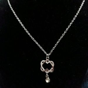 Silvertone Intertwined Heart Necklace